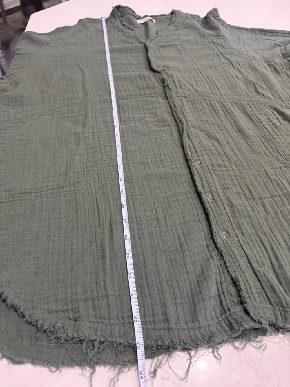 Natural Life Cotton Gauze Raw Hem Tunic with Pockets Green Size XL - Picture 5 of 10